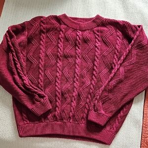 Esprit Cable Knit Crewneck Sweater - Berry